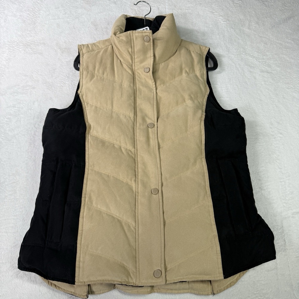Outback Trading Co Down Vest Suede Jacket Womens Medium Snow Mountain